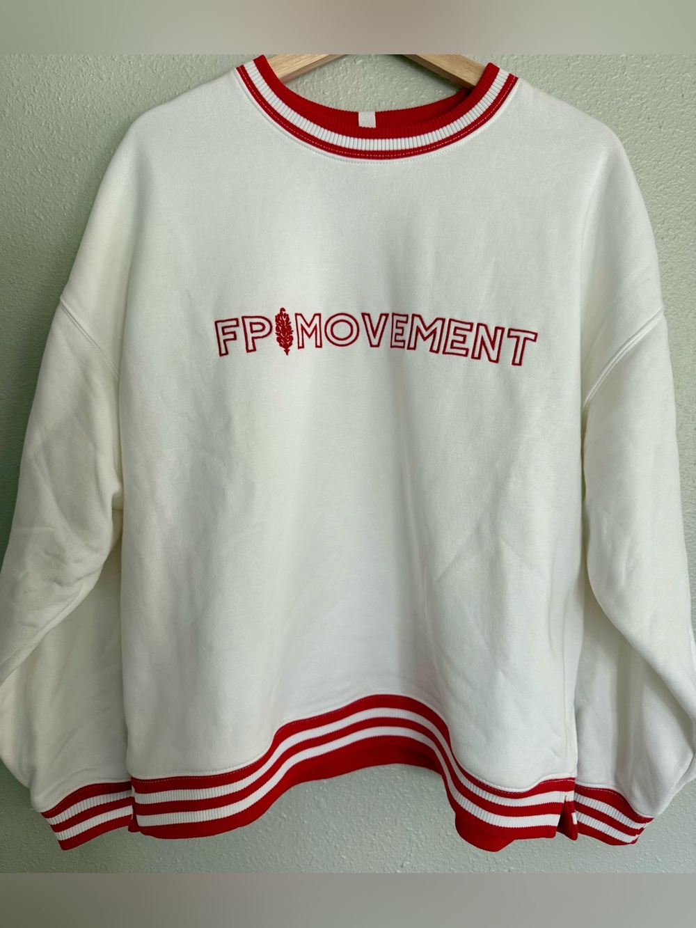 Free People Movement All Star Collegiate Pullover Logo White Combo Size S NWOT - Picture 9 of 12